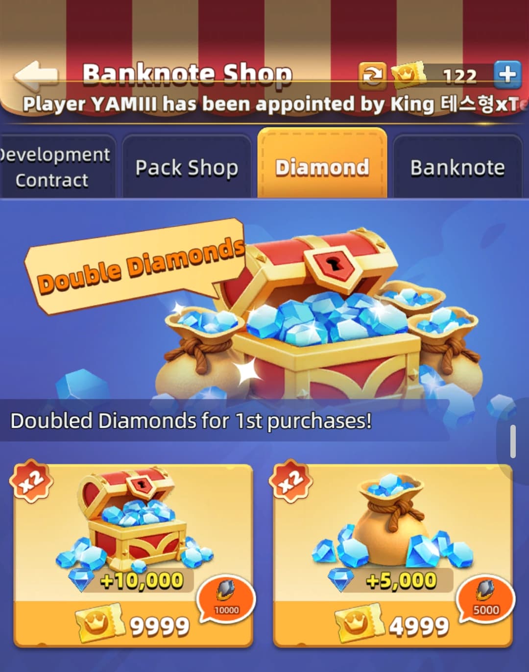 Last Asylum Diamond shop in the Banknote store — skip raw diamond packs for better value elsewhere
