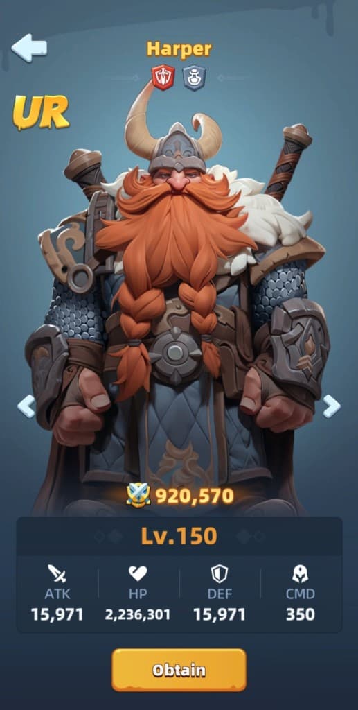 Harper max level stats